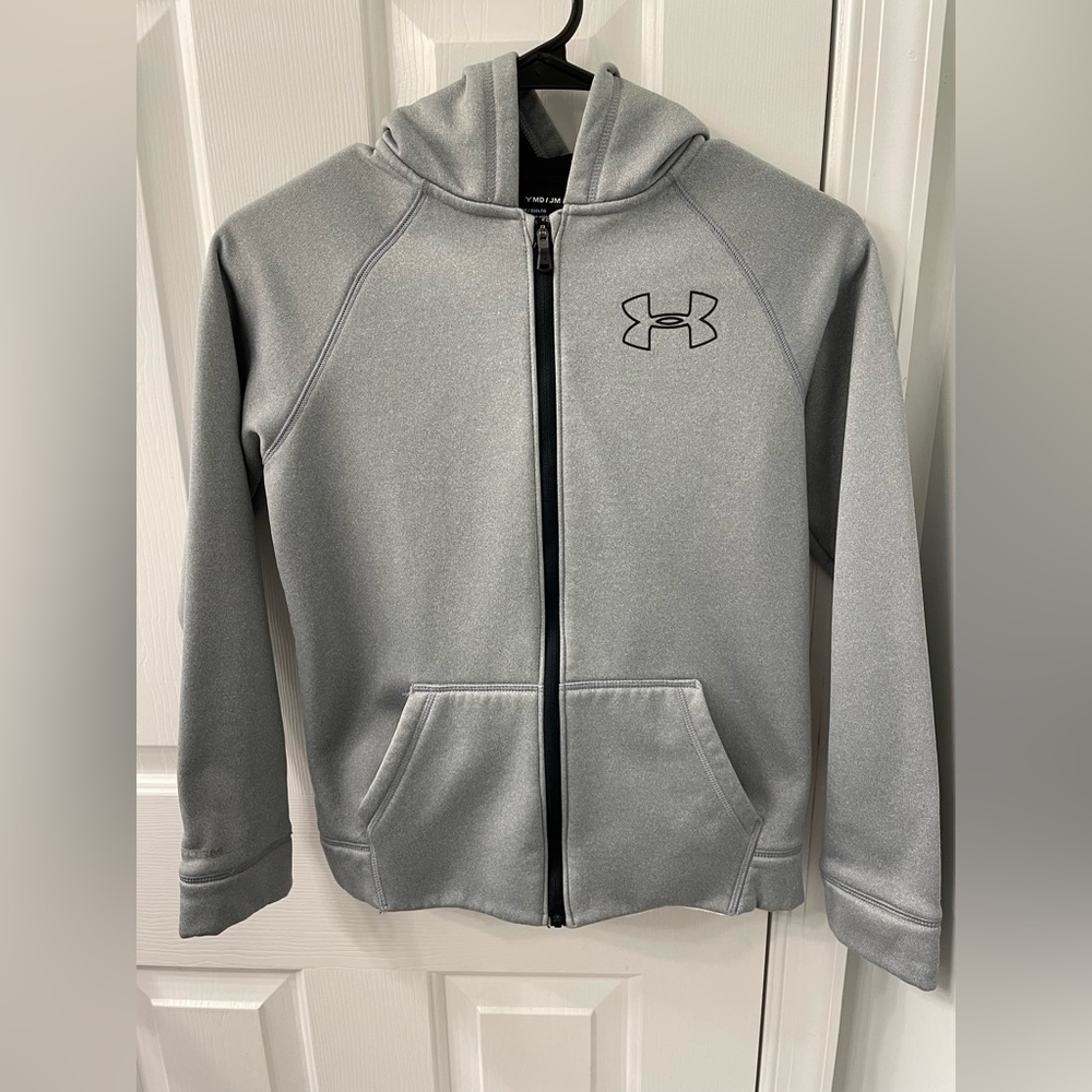 Under Armour gray zip up hoodie YM size 10 NWOT